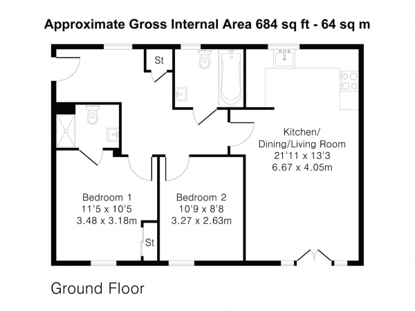 Floor Plan Image for 2 Bedroom Apartment for Sale in Allard Way, Saffron Walden