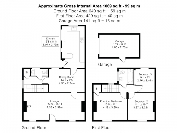 Floor Plan Image for 3 Bedroom Semi-Detached House for Sale in Walden Road, Sewards End, Saffron Walden