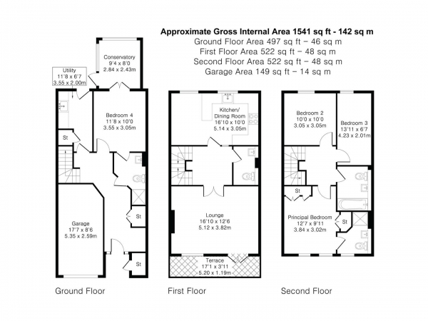 Floor Plan Image for 4 Bedroom Town House for Sale in Braybrooke Gardens, Saffron Walden