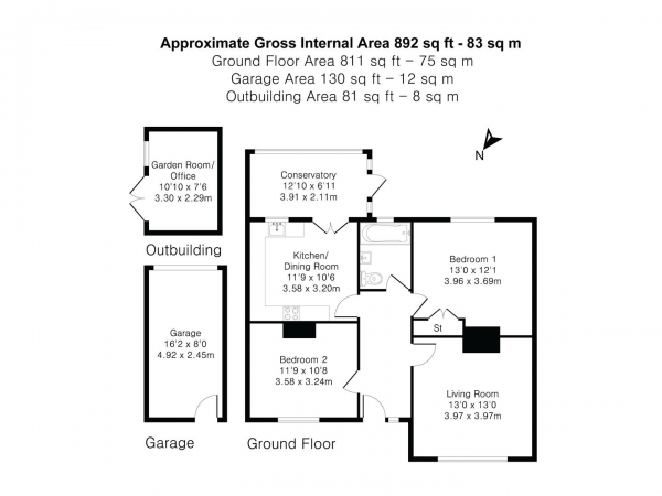 Floor Plan Image for 2 Bedroom Detached Bungalow for Sale in Audley Road, Saffron Walden