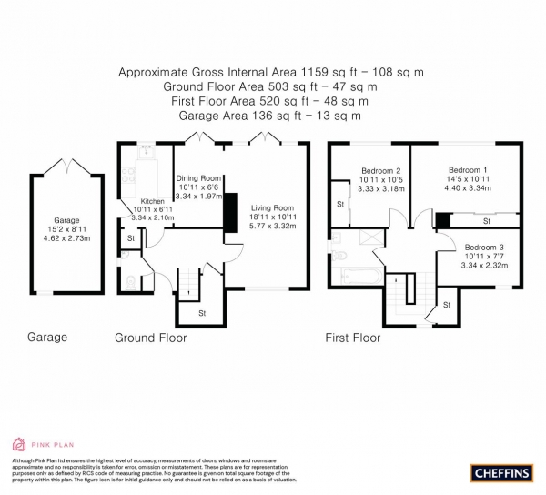 Floor Plan Image for 3 Bedroom Semi-Detached House for Sale in Redfern Close, Cambridge