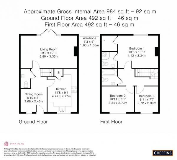 Floor Plan Image for 3 Bedroom Terraced House for Sale in Leete Place, Royston