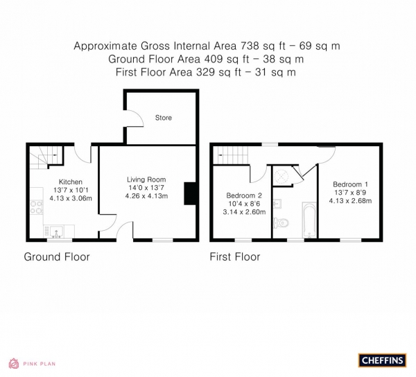 Floor Plan Image for 2 Bedroom Terraced House for Sale in High Street, Little Wilbraham