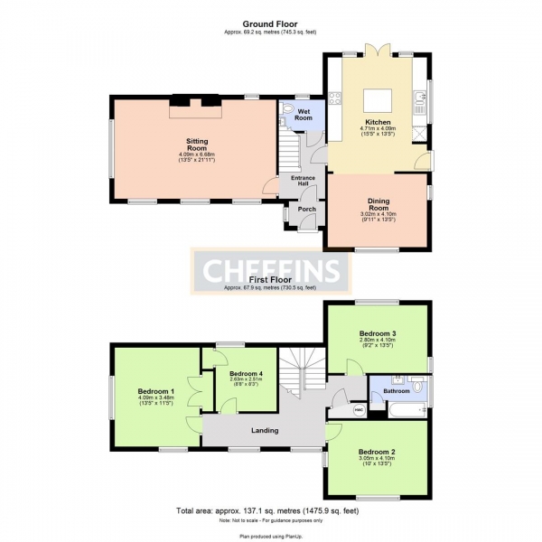 Floor Plan Image for 4 Bedroom Detached House to Rent in Coton Road, Grantchester, Cambridge