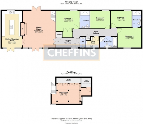 Floor Plan Image for 4 Bedroom Barn Conversion to Rent in Hildersham Road, Abington, Cambridge