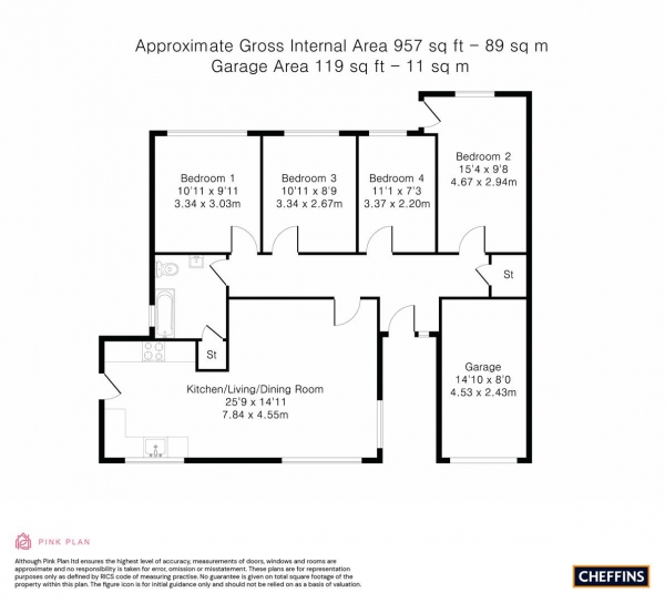 Floor Plan Image for 3 Bedroom Detached Bungalow for Sale in Church Road, Hauxton