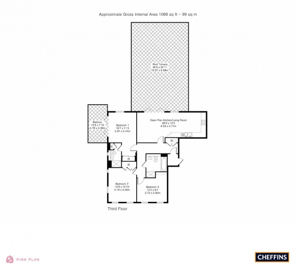 Floor Plan Image for 3 Bedroom Penthouse for Sale in Charger Road, Trumpington