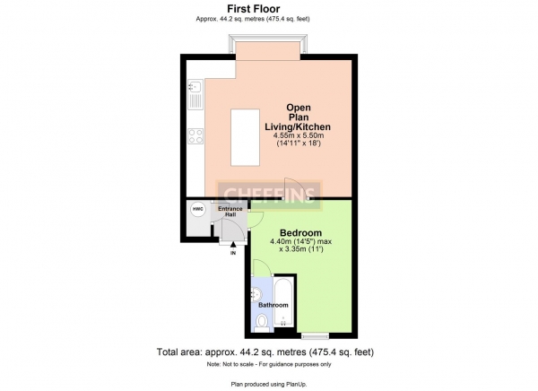 Floor Plan for 1 Bedroom Apartment to Rent in Mill Road, Cambridge, CB1, 2BD - £299 pw | £1295 pcm
