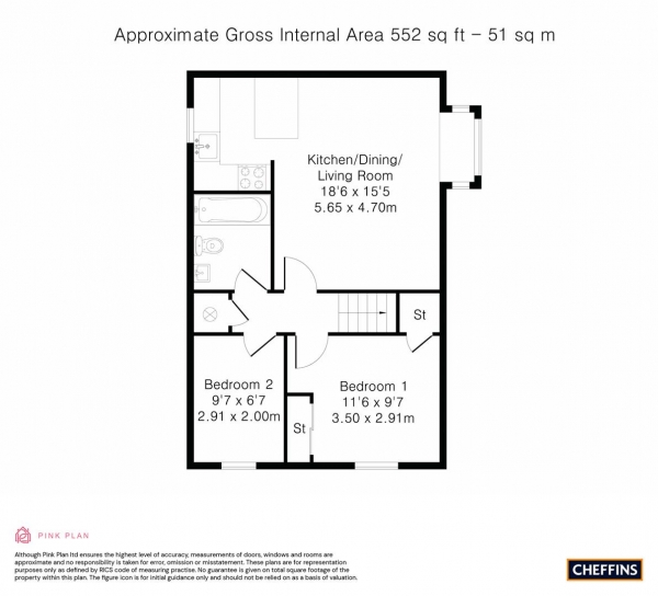 Floor Plan Image for 2 Bedroom Maisonette for Sale in Humphries Way, Milton