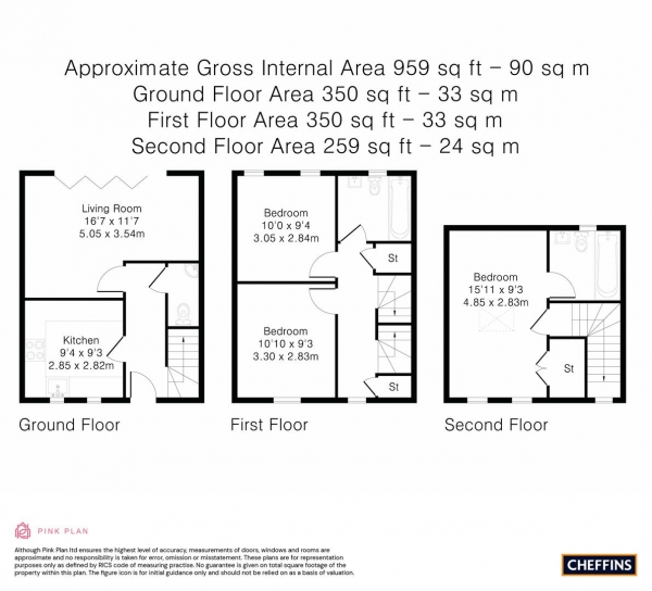 Floor Plan Image for 3 Bedroom Semi-Detached House for Sale in Swallow Gardens, Chesterton, Cambridge