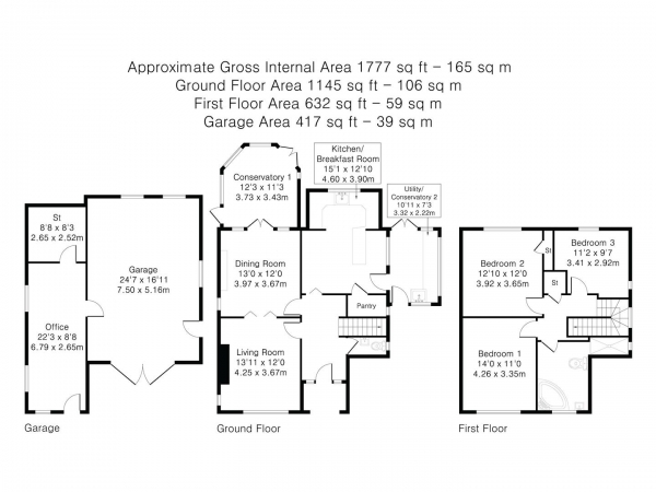 Floor Plan Image for 3 Bedroom Detached House for Sale in Colne Road, Somersham