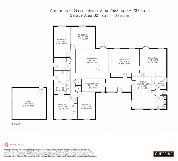 Floor Plan Image for 5 Bedroom Detached Bungalow for Sale in The Fairway, Bar Hill