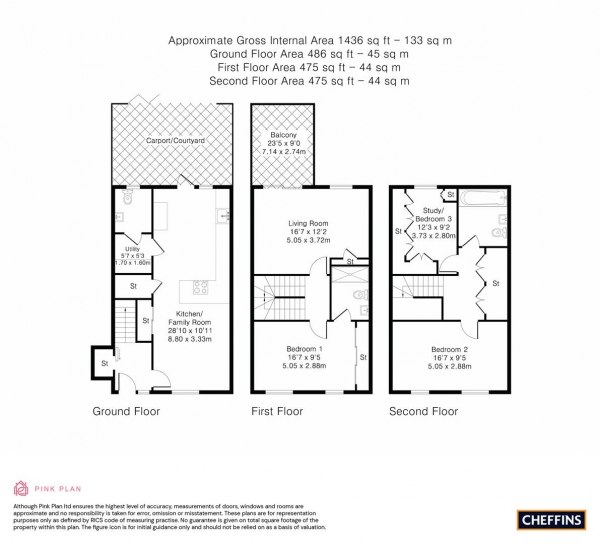 Floor Plan Image for 3 Bedroom End of Terrace House for Sale in Clay Farm Drive, Cambridge