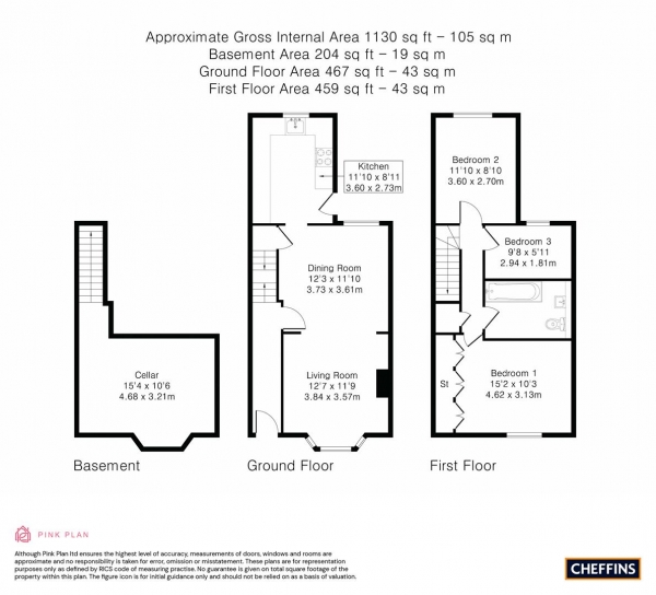 Floor Plan Image for 3 Bedroom Terraced House for Sale in Barkway Road, Royston