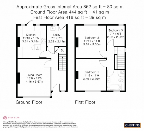 Floor Plan Image for 3 Bedroom Semi-Detached House for Sale in Cambridge Road, Girton