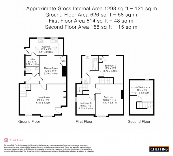 Floor Plan for 4 Bedroom Semi-Detached House for Sale in Church End, Arrington, SG8, 0BH - Guide Price &pound585,000