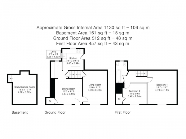 Floor Plan for 2 Bedroom Property for Sale in Coles Lane, Linton, CB21, 4JS - Guide Price &pound375,000
