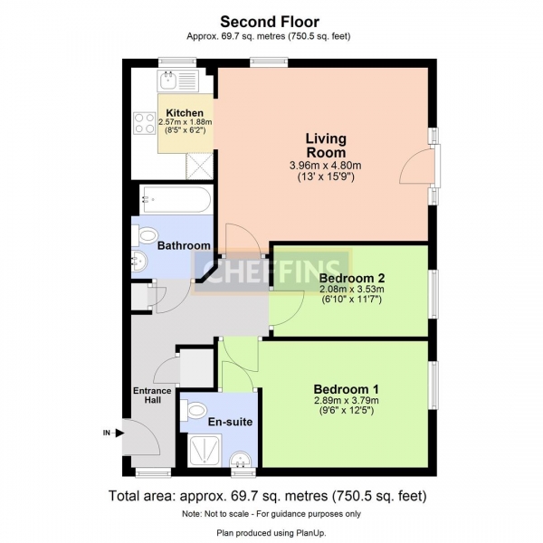Floor Plan for 2 Bedroom Apartment to Rent in Alice Bell Close, Cambridge, CB4, 1GN - £323 pw | £1400 pcm