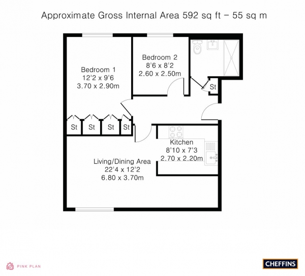 Floor Plan Image for 2 Bedroom Retirement Property for Sale in Cherry Hinton Road, Cambridge