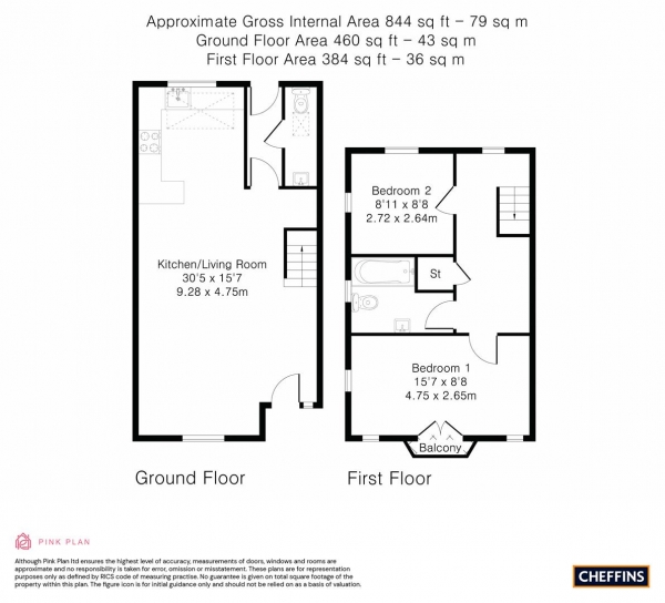 Floor Plan Image for 2 Bedroom Semi-Detached House for Sale in Hurdles Way, Duxford