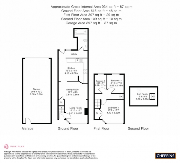 Floor Plan for 3 Bedroom Terraced House for Sale in Cromwell Road, Cambridge, CB1, 3EQ - Guide Price &pound495,000