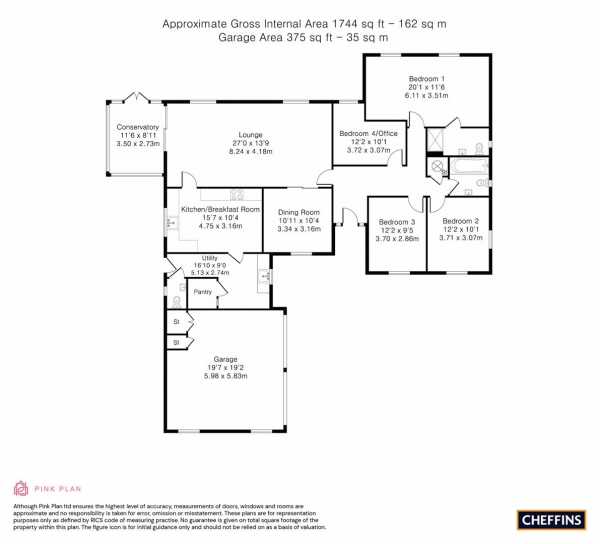 Floor Plan Image for 4 Bedroom Detached Bungalow for Sale in Cornish Close, Horseheath