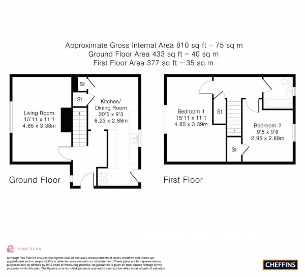 Floor Plan Image for 2 Bedroom End of Terrace House for Sale in Cunningham Close, Cambridge