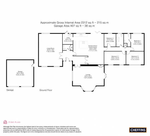 Floor Plan Image for 4 Bedroom Bungalow for Sale in West Close, Waresley