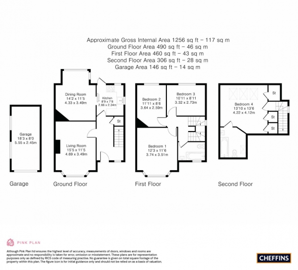 Floor Plan for 4 Bedroom Semi-Detached House for Sale in Harvey Goodwin Avenue, Cambridge, CB4, 3EU - Guide Price &pound800,000