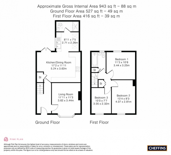 Floor Plan Image for 3 Bedroom Terraced House for Sale in Stourbridge Grove, Cambridge