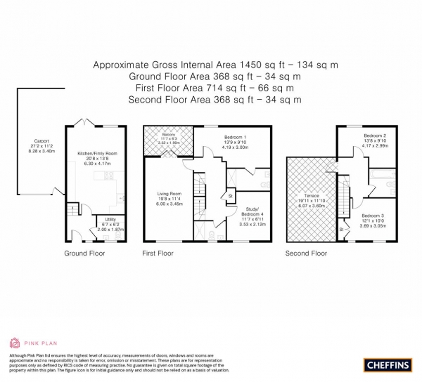 Floor Plan Image for 4 Bedroom Town House for Sale in Whittington Road, Trumpington