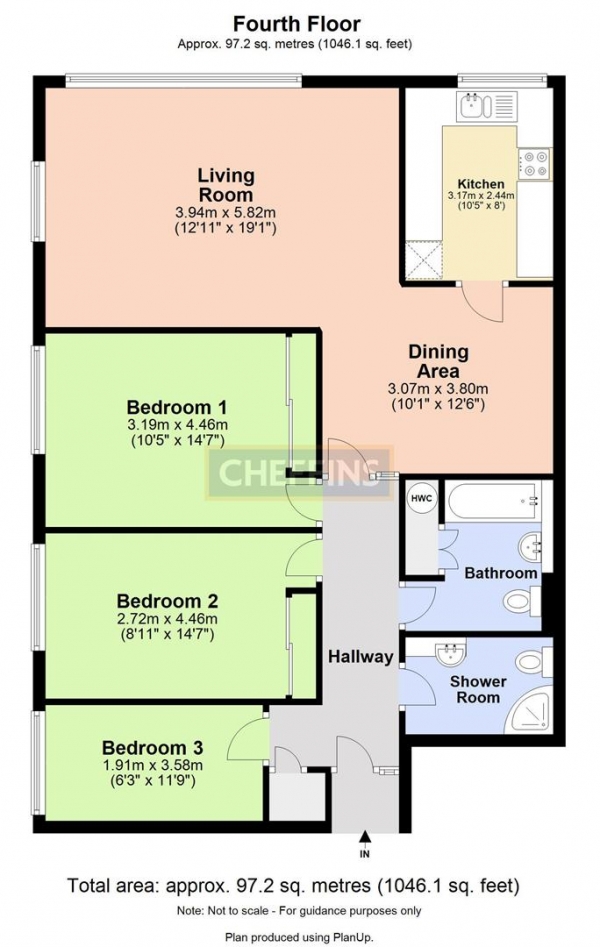 Floor Plan Image for 3 Bedroom Apartment to Rent in Westberry Court, Cambridge