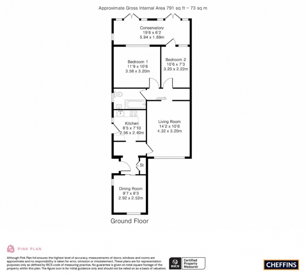 Floor Plan Image for 2 Bedroom Bungalow for Sale in Fontwell Avenue, Cambridge