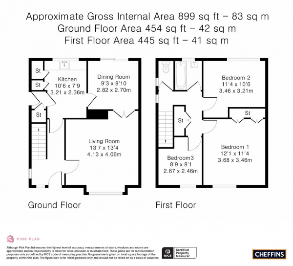 Floor Plan for 3 Bedroom Semi-Detached House for Sale in Bourne Road, Cambridge, CB4, 1UF - Guide Price &pound400,000