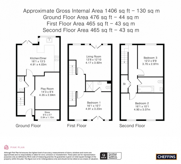 Floor Plan Image for 3 Bedroom Town House for Sale in Ainsworth Place, Cambridge