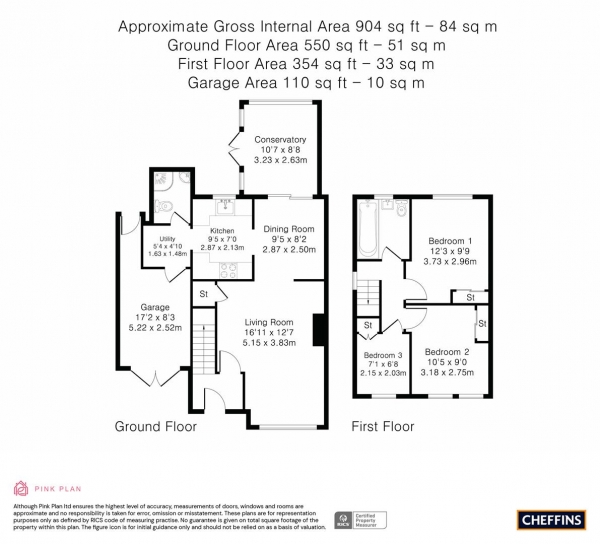 Floor Plan for 3 Bedroom Semi-Detached House for Sale in Ellison Lane, Hardwick, CB23, 7QA - Guide Price &pound425,000