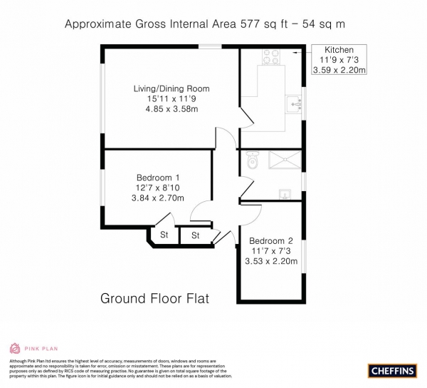 Floor Plan Image for 2 Bedroom Ground Flat for Sale in Lilac Court, Cambridge