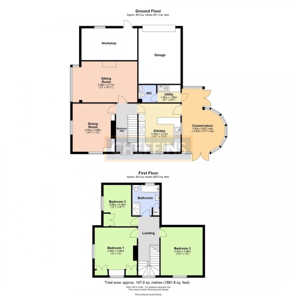 Floor Plan Image for 3 Bedroom Detached House to Rent in Shepreth Road, Barrington, Cambridge