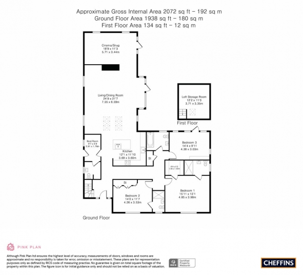 Floor Plan for 3 Bedroom Detached Bungalow for Sale in Broadway, Bourn, CB23, 2TA - Guide Price &pound975,000