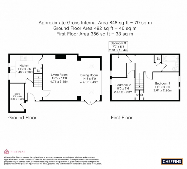 Floor Plan for 3 Bedroom End of Terrace House for Sale in Brimley Road, Cambridge, CB4, 2DQ - Guide Price &pound435,000