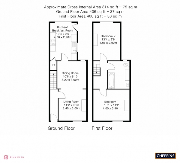 Floor Plan Image for 2 Bedroom Terraced House for Sale in Springfield Road, Cambridge