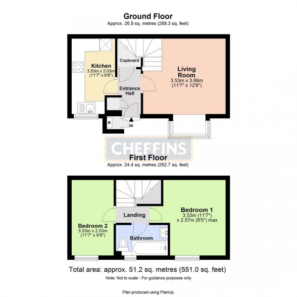 Floor Plan for 2 Bedroom Property to Rent in The Sycamores, Milton, Cambridge, CB24, 6ZN - £300 pw | £1300 pcm