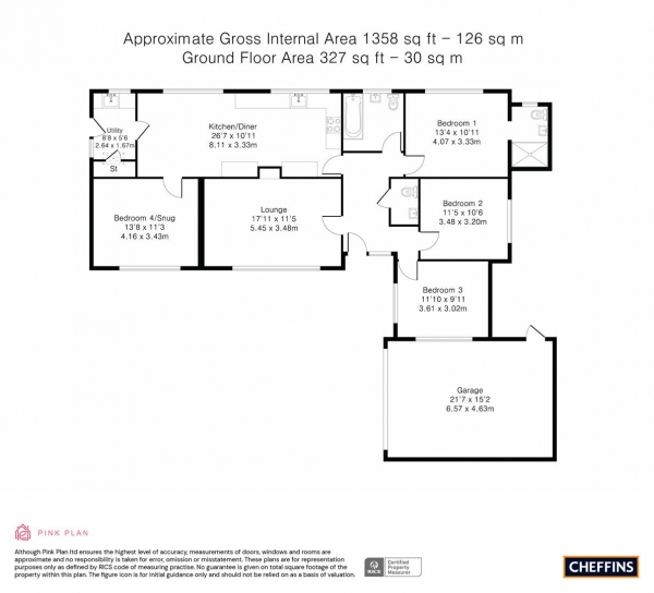 Floor Plan Image for 4 Bedroom Bungalow for Sale in Lees Way, Girton