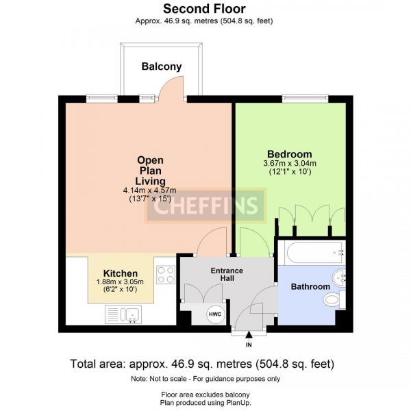 Floor Plan for 1 Bedroom Flat to Rent in Glenalmond Avenue, Cambridge, CB2, 8DS - £346 pw | £1500 pcm