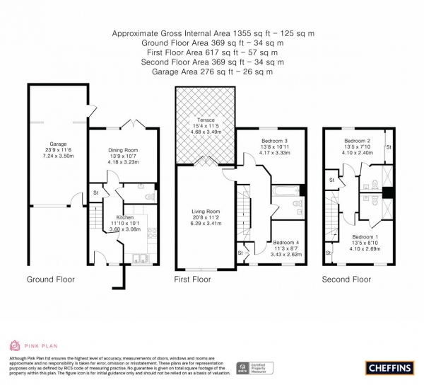 Floor Plan Image for 4 Bedroom Terraced House for Sale in Southwell Drive, Trumpington