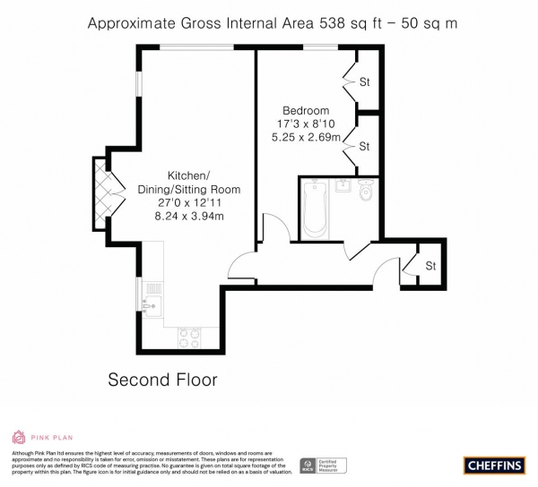 Floor Plan Image for 1 Bedroom Apartment for Sale in Hampden Gardens, Cambridge