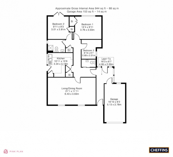 Floor Plan Image for 3 Bedroom Detached Bungalow for Sale in Barton Road, Haslingfield