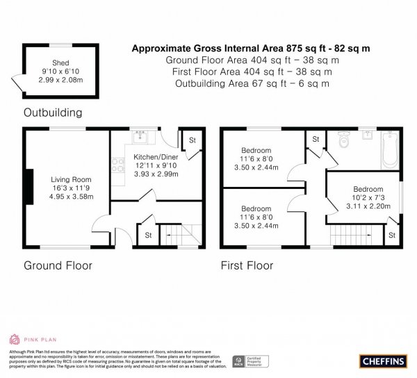 Floor Plan Image for 3 Bedroom Semi-Detached House for Sale in Field Row, Kingston, Cambridge