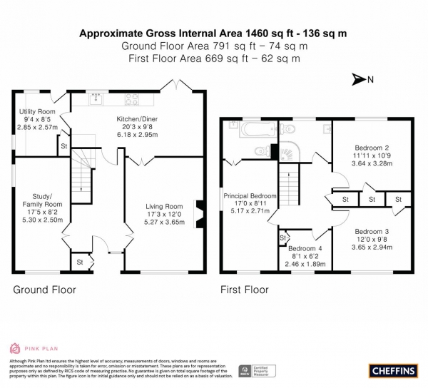 Floor Plan for 4 Bedroom Semi-Detached House for Sale in Long Road, Comberton, CB23, 7DG - Guide Price &pound500,000