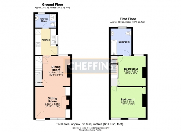 Floor Plan Image for 2 Bedroom Terraced House to Rent in Bermuda Terrace, Cambridge